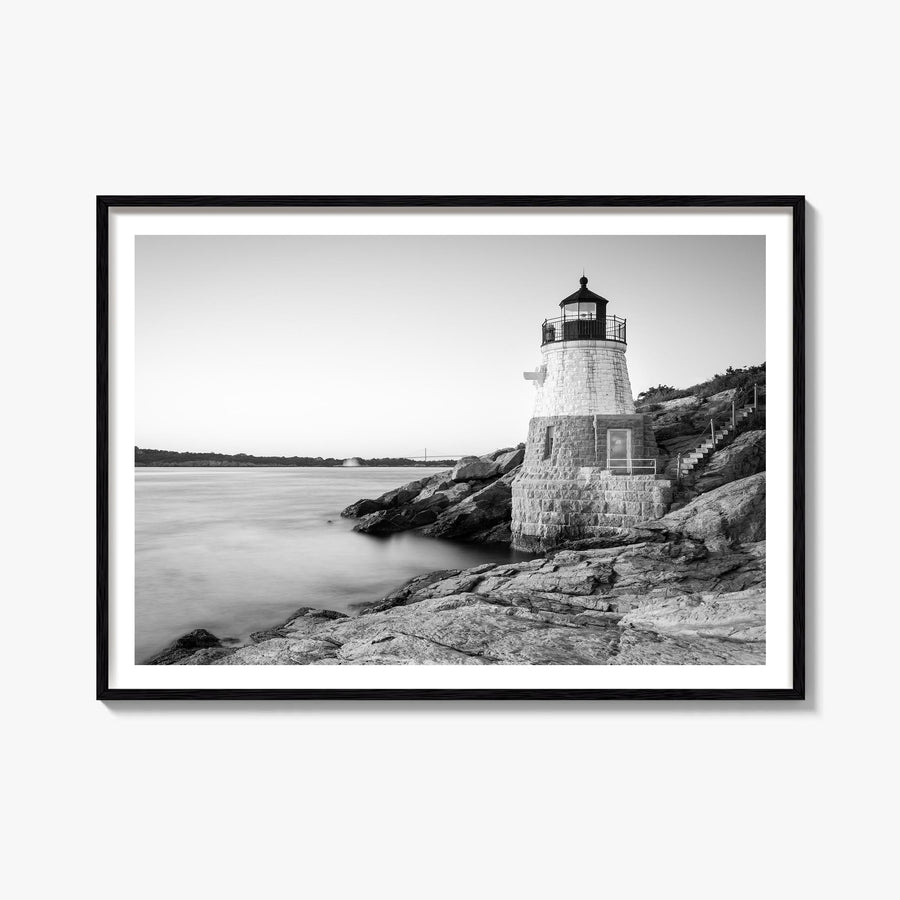 Rhode Island black & white photo poster of United States – horizontal wall art, unframed print shown in interior mockup