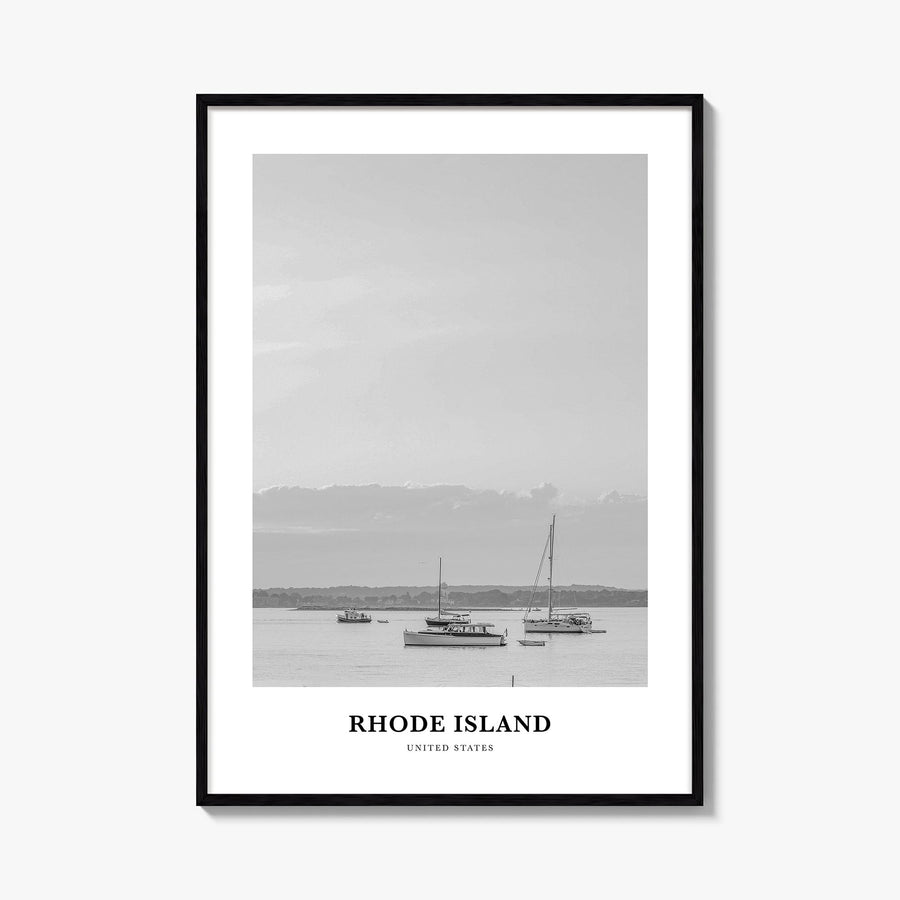 Rhode Island no. 1 black & white classic poster of United States – vertical wall art, unframed print shown in interior mockup