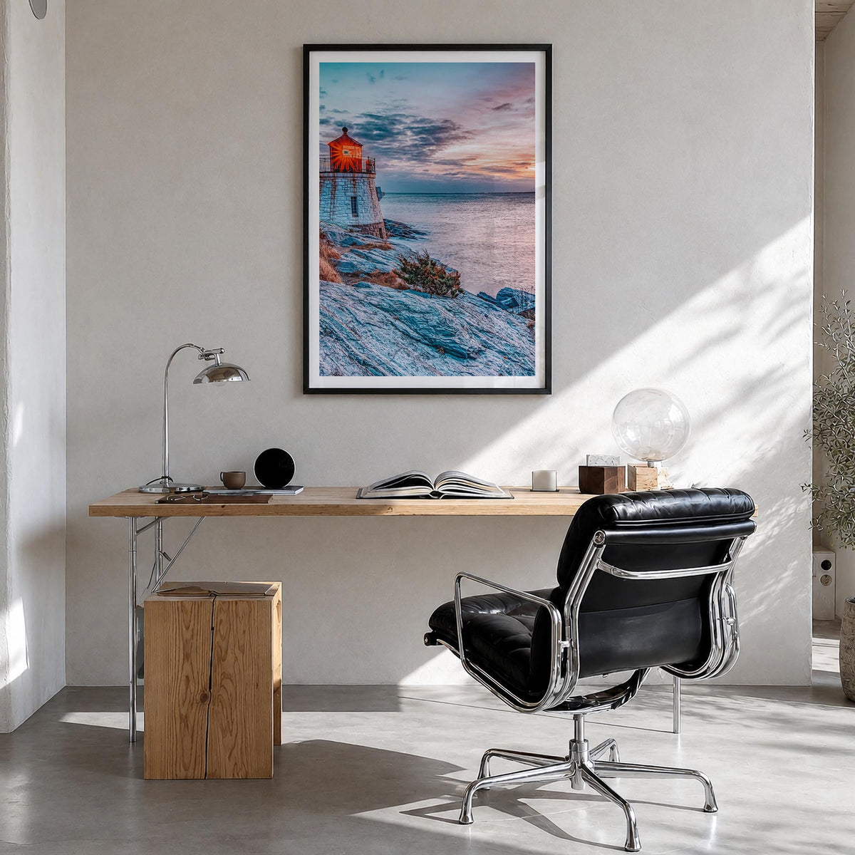 Rhode Island no. 1 colorful photo poster of United States – vertical wall art in black wood frame with white border, hanging 