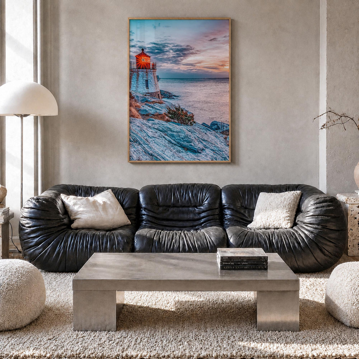 Rhode Island no. 1 colorful photo poster of United States – vertical wall art in natural wood frame, hanging on wall