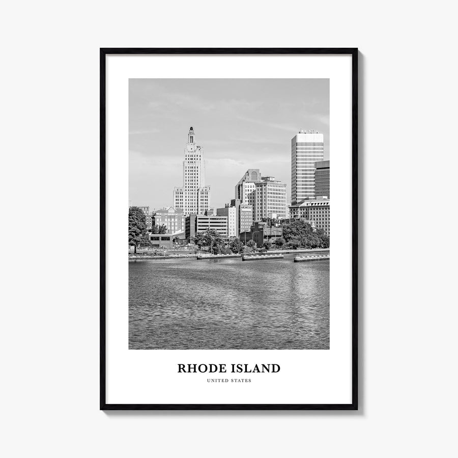 Rhode Island no. 2 black & white classic poster of United States – vertical wall art, unframed print shown in interior mockup