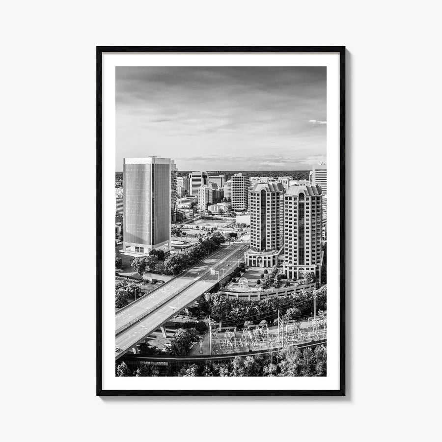 Richmond black & white photo poster of Virginia, USA – vertical wall art, unframed print shown in interior mockup