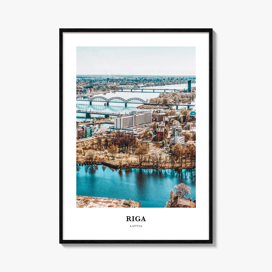 Riga colorful classic poster of Latvia – vertical wall art, unframed print shown in interior mockup