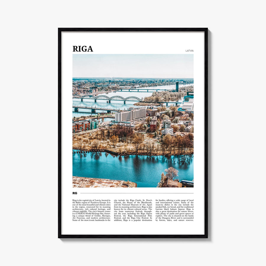Riga colorful travel poster of Latvia – vertical wall art, unframed print shown in interior mockup