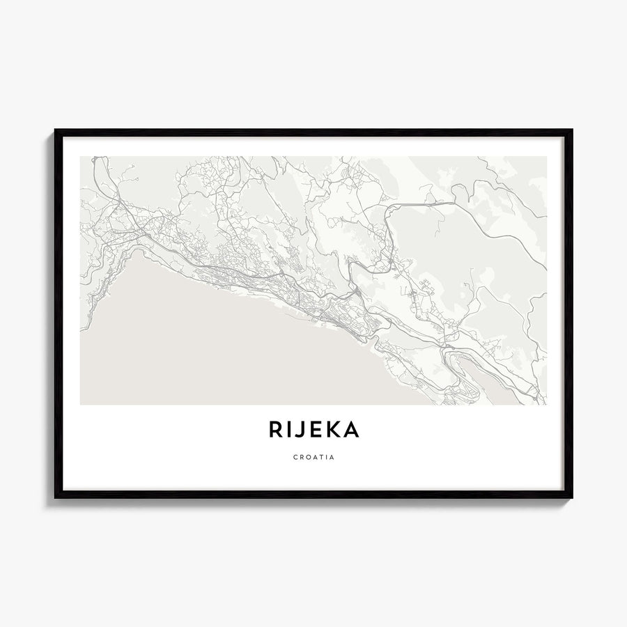 Rijeka Map Poster, framed poster mockup