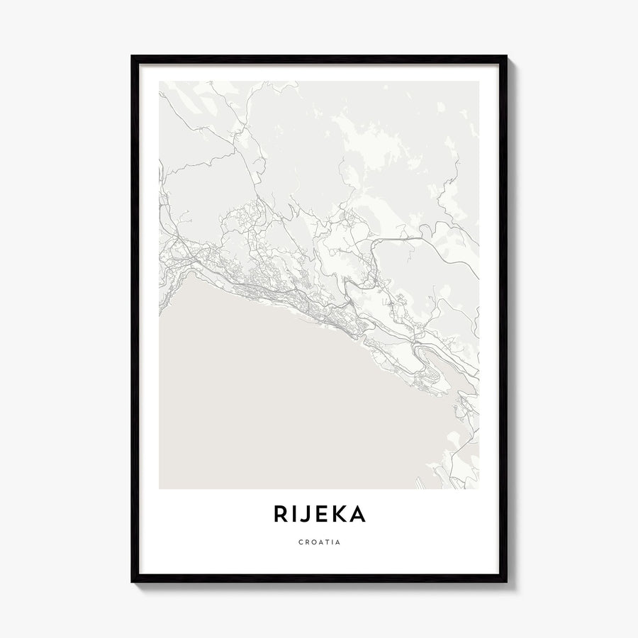 Rijeka Map Poster, framed poster mockup