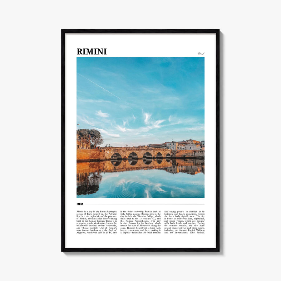Rimini colorful travel poster of Italy – vertical wall art, unframed print shown in interior mockup