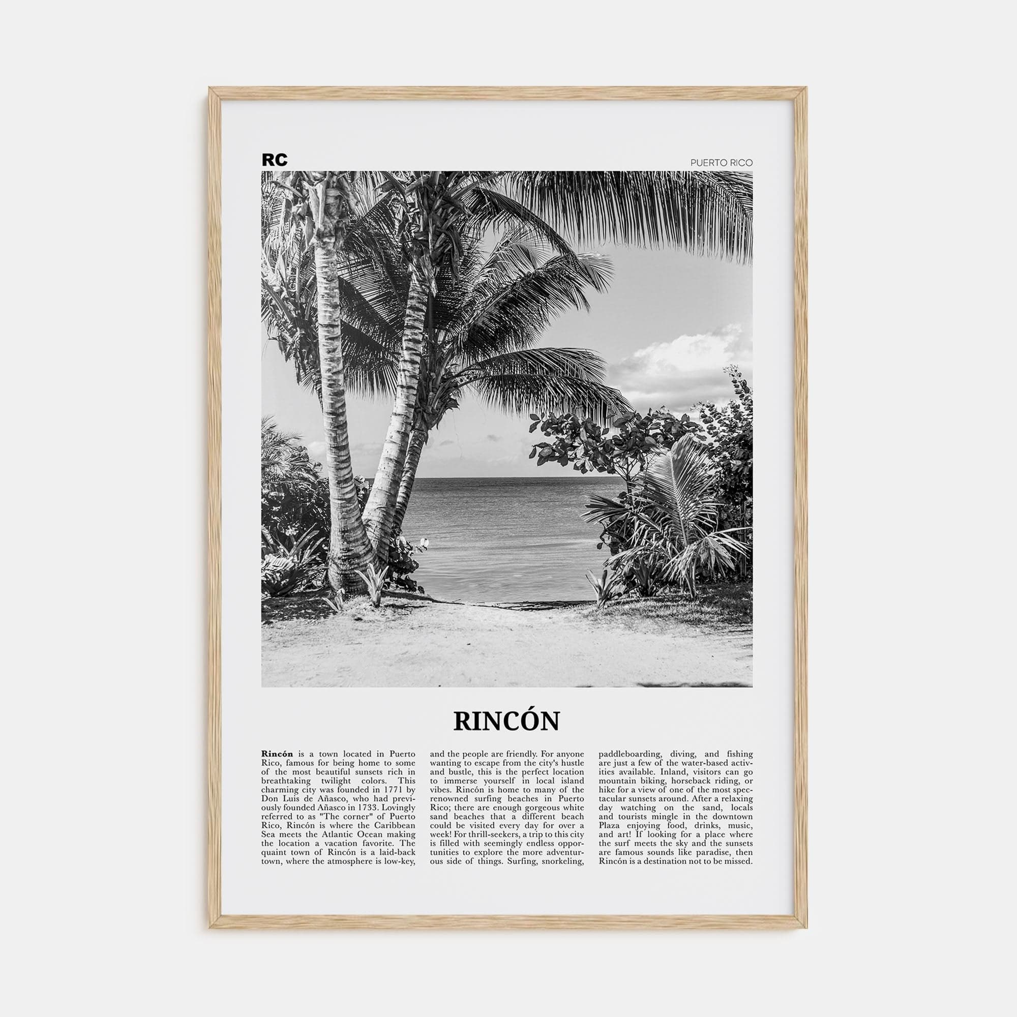 Rincón Poster Natural Wood / 8x12 in Nbourhood Travel B&W Poster