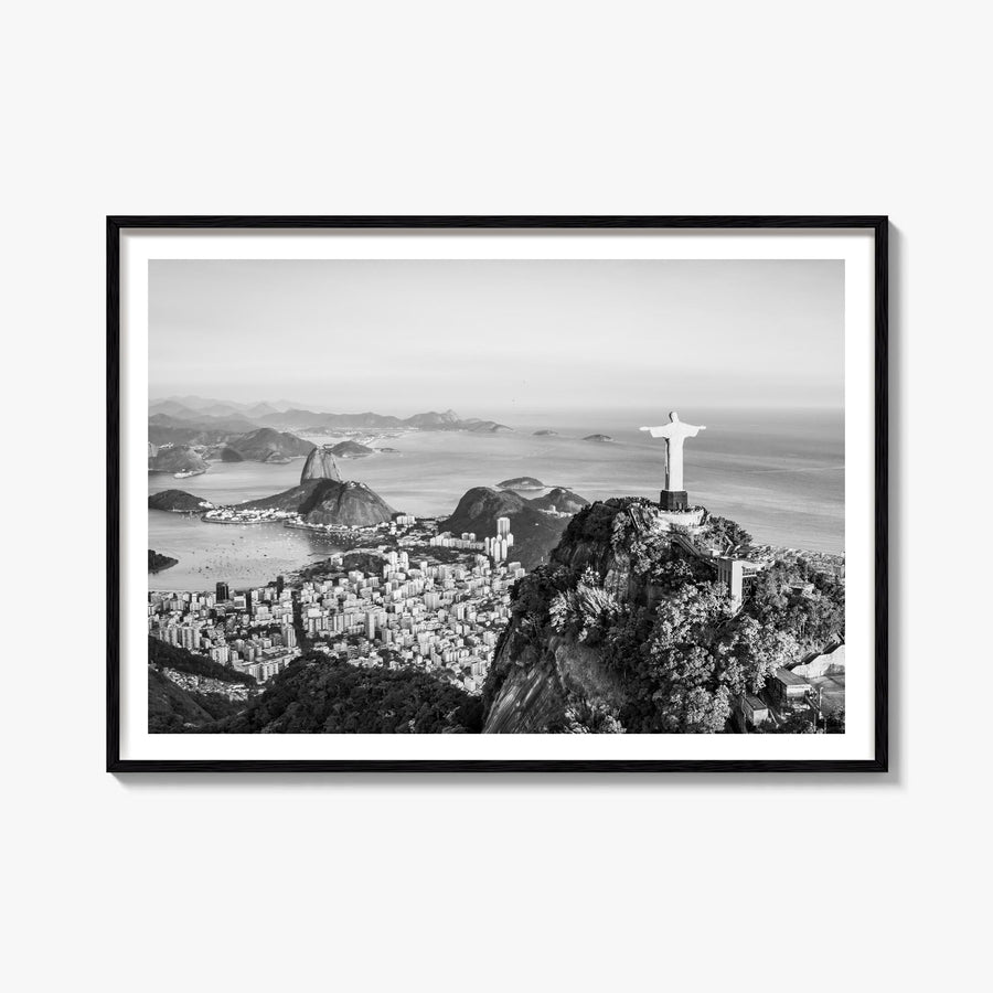 Rio de Janeiro black & white photo poster of Brazil – horizontal wall art, unframed print shown in interior mockup