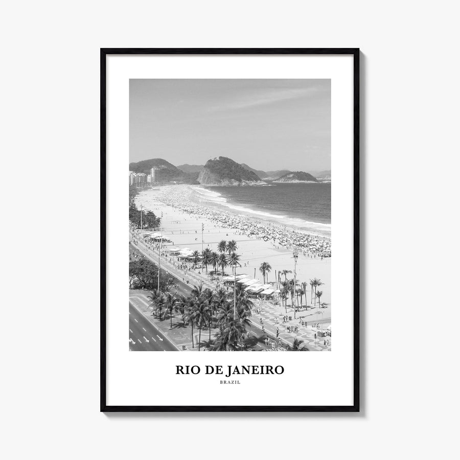 Rio de Janeiro no. 1 black & white classic poster of Brazil – vertical wall art, unframed print shown in interior mockup