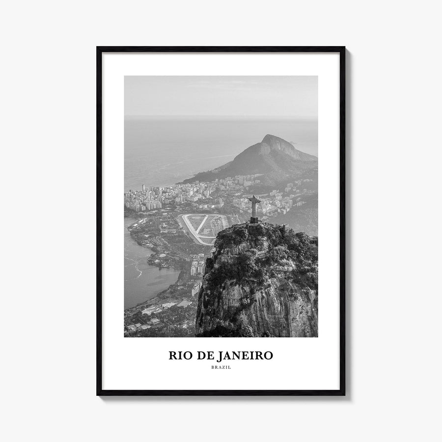 Rio de Janeiro no. 2 black & white classic poster of Brazil – vertical wall art, unframed print shown in interior mockup