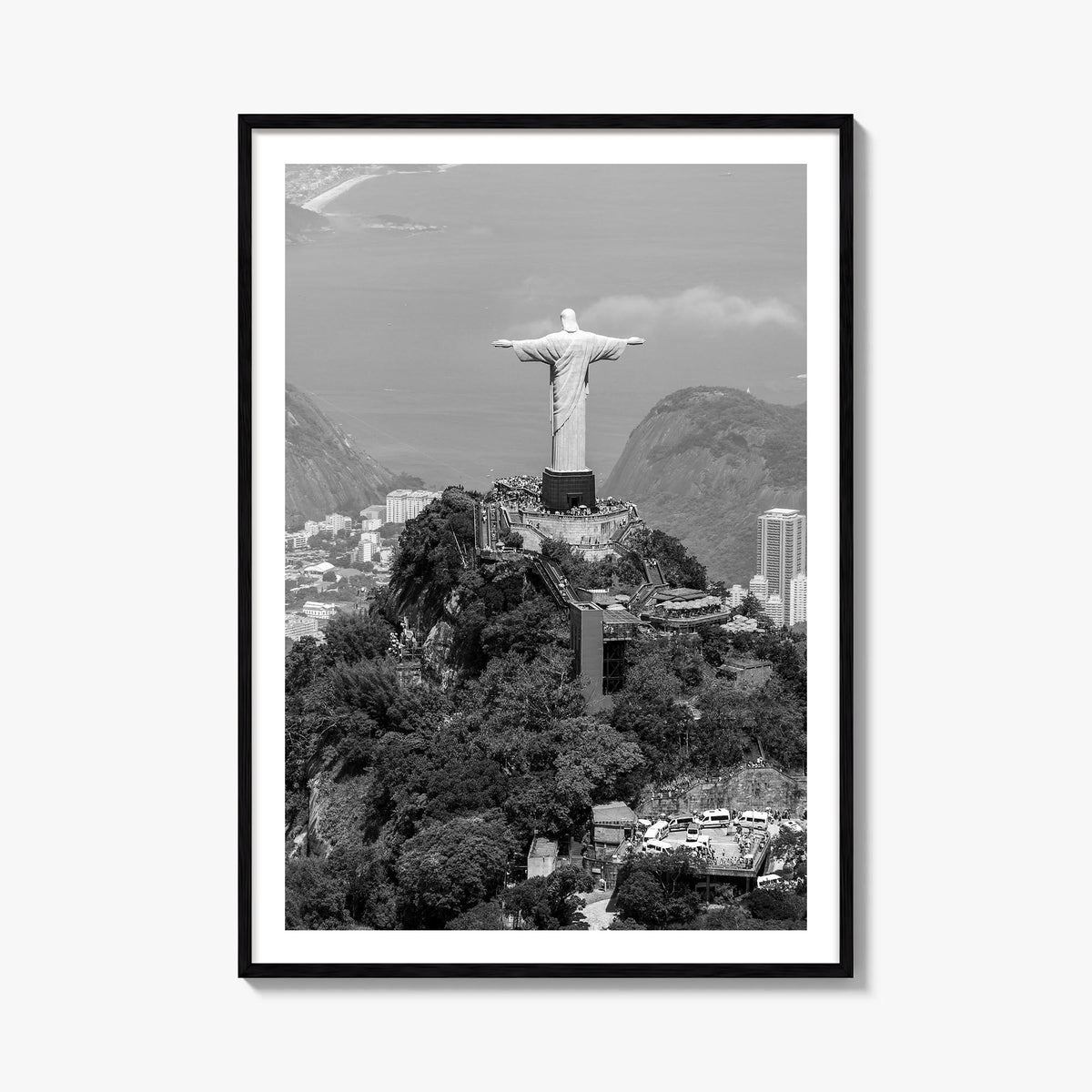 Rio de Janeiro no. 2 black & white photo poster of Brazil – vertical wall art, unframed print shown in interior mockup