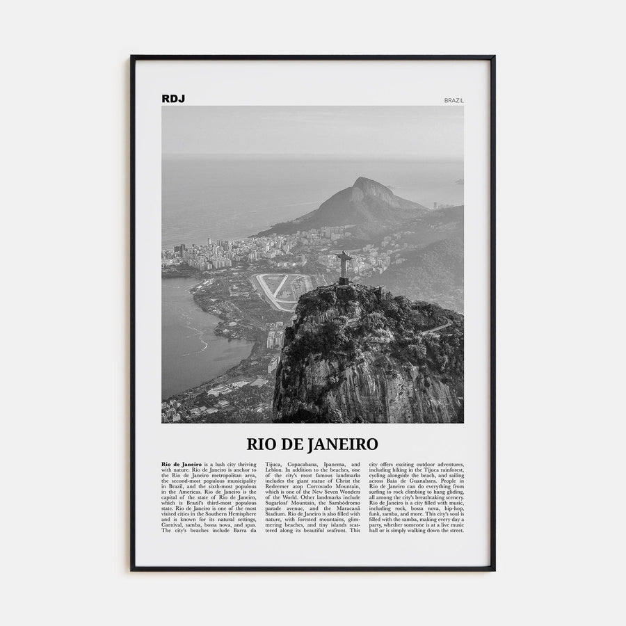 Rio de Janeiro No 2 Poster Black Metal / 8x12 in Nbourhood Travel B&W Poster