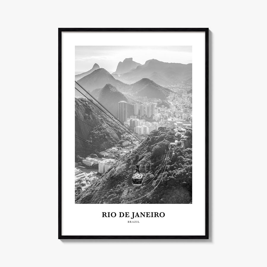 Rio de Janeiro no. 3 black & white classic poster of Brazil – vertical wall art, unframed print shown in interior mockup