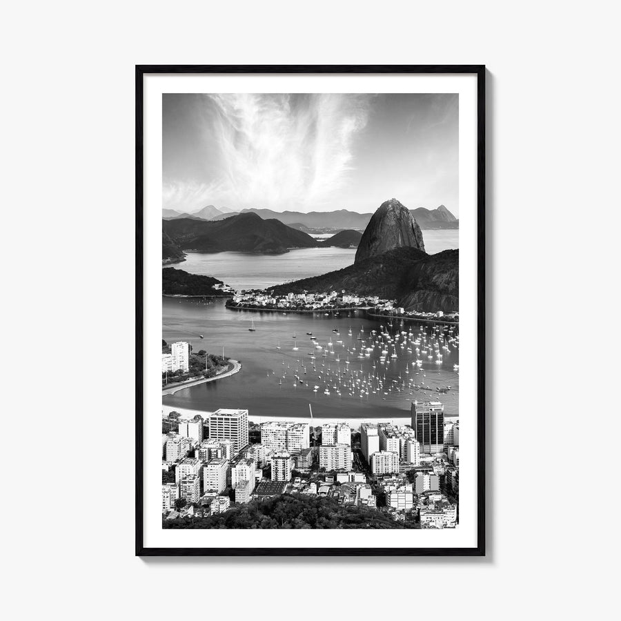 Rio de Janeiro no. 3 black & white photo poster of Brazil – vertical wall art, unframed print shown in interior mockup