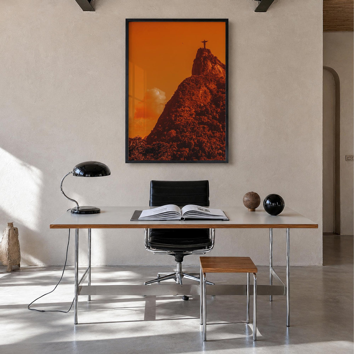 Rio de Janeiro no. 3 colorful photo poster of Brazil – vertical wall art in black wood frame, hanging on wall