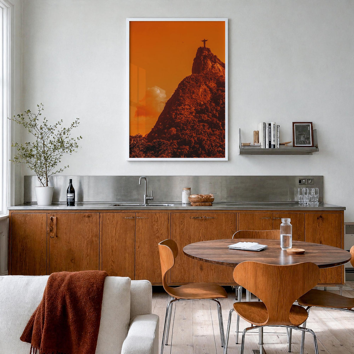 Rio de Janeiro no. 3 colorful photo poster of Brazil – vertical wall art in white wood frame, hanging on wall