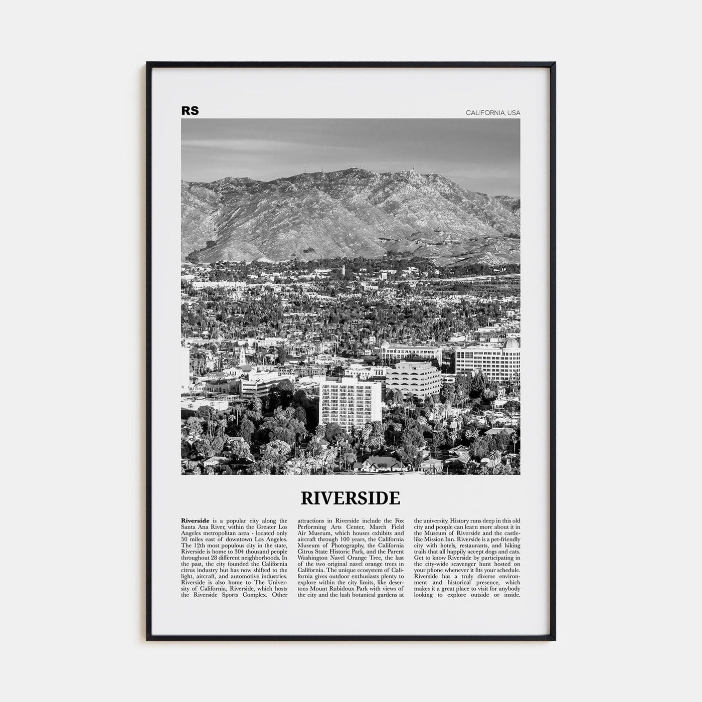 Riverside Poster Black Metal / 8x12 in Nbourhood Travel B&W Poster