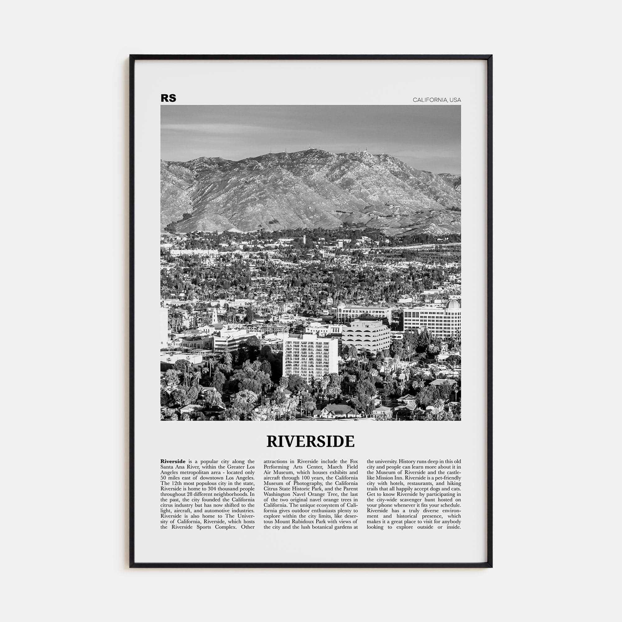 Riverside Poster Black Metal / 8x12 in Nbourhood Travel B&W Poster