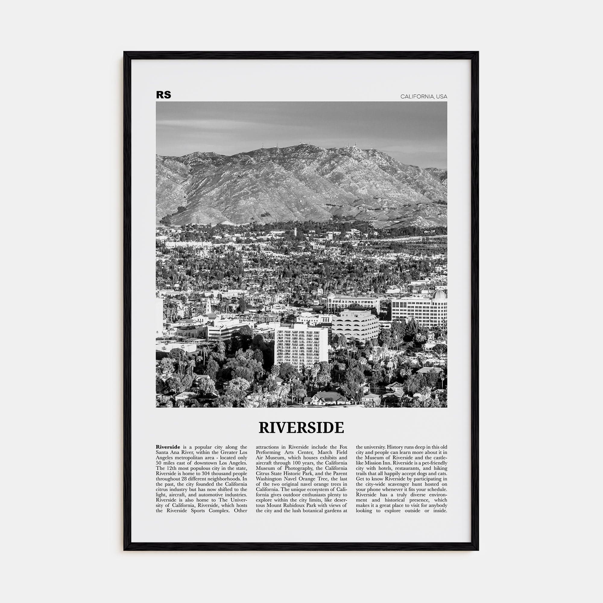 Riverside Poster Black Wood / 8x12 in Nbourhood Travel B&W Poster