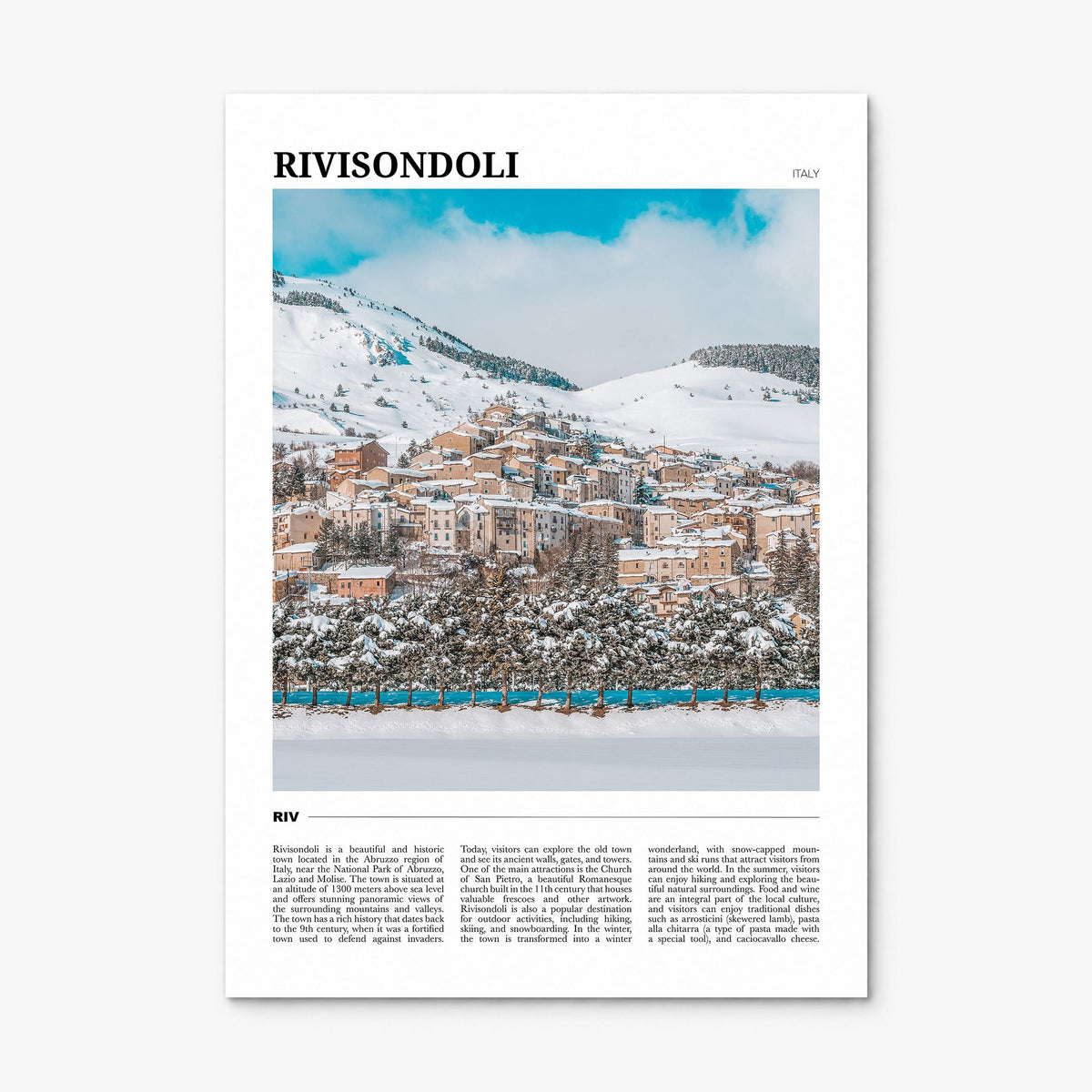 Rivisondoli Travel Poster, print only (unframed)