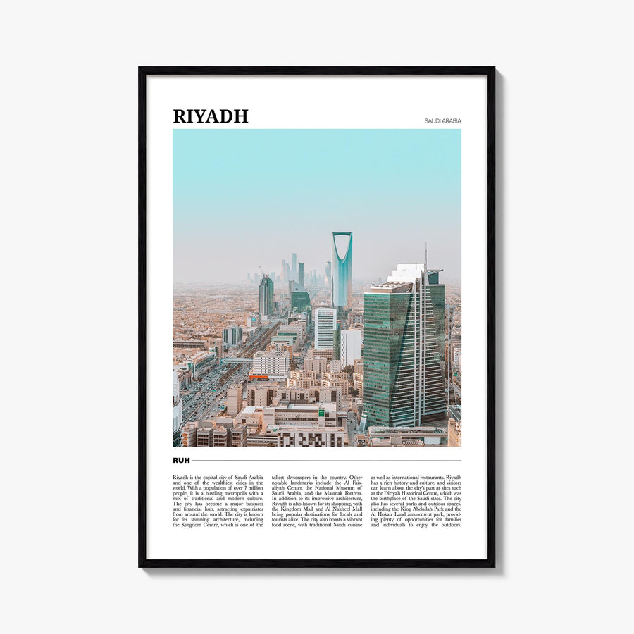 Riyadh colorful travel poster of Saudi Arabia – vertical wall art, unframed print shown in interior mockup