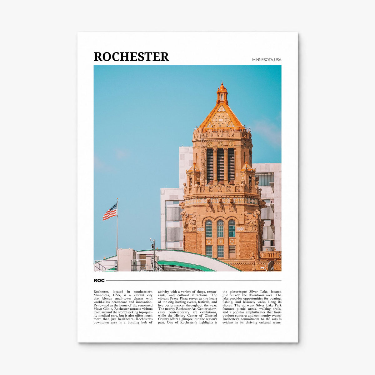 Rochester, Minnesota Travel Poster, print only (unframed)