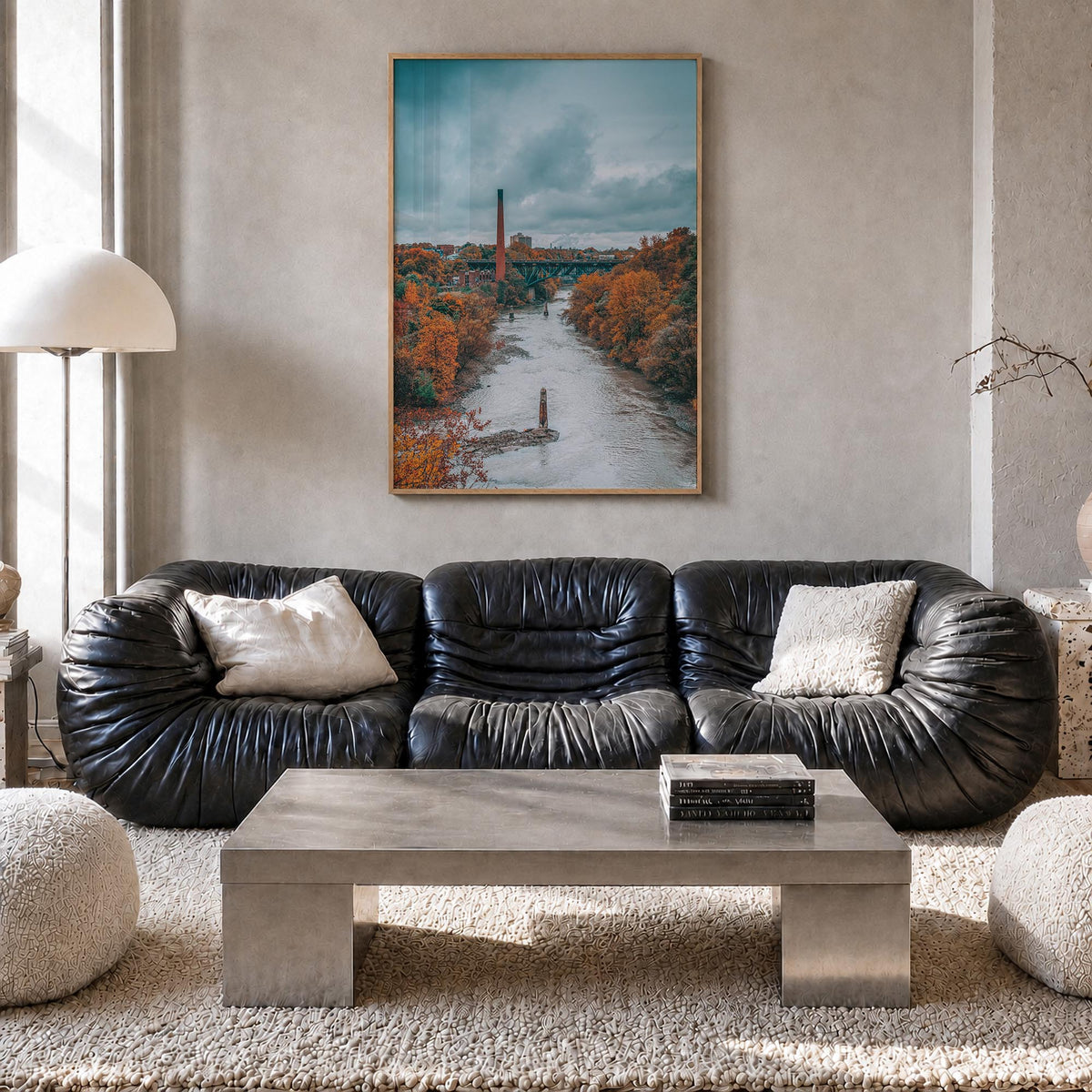 Rochester, New York no. 2 colorful photo poster of New York, USA – vertical wall art in natural wood frame, hanging on wall