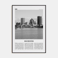 Rochester, New York Poster Black Metal / 8x12 in Nbourhood Travel B&W Poster