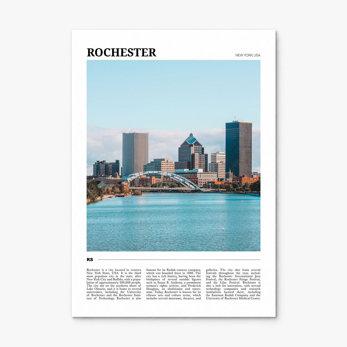 Rochester, New York Travel Poster, print only (unframed)