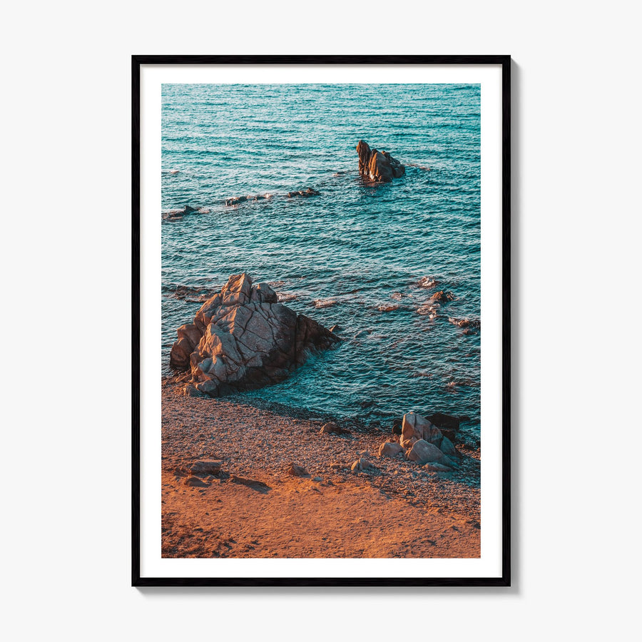 Rock Beach Photo Poster, framed poster mockup, white border