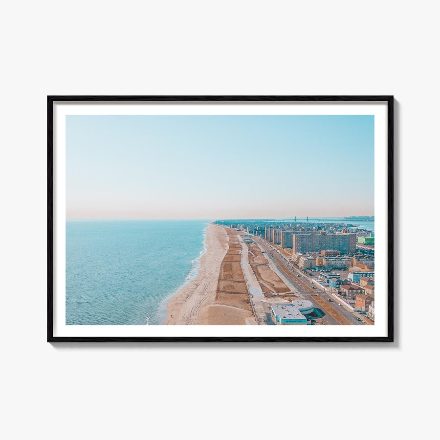 Rockaway Beach colorful photo poster of Queens, New York City – horizontal wall art, unframed print shown in interior mockup