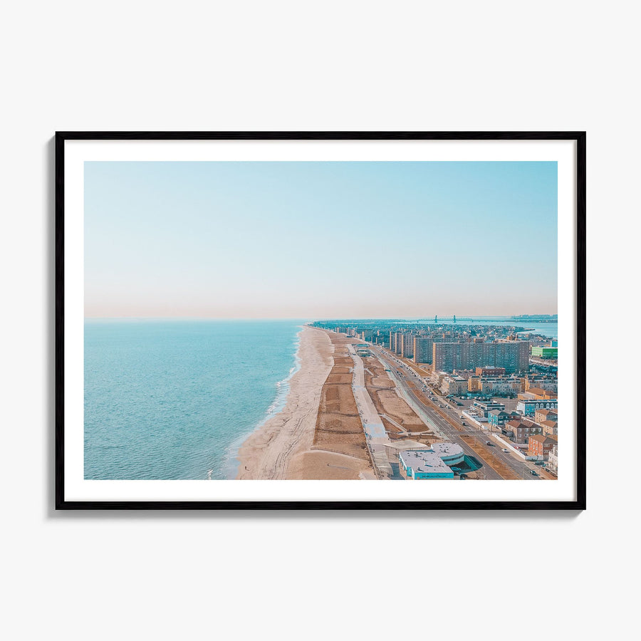 Rockaway Beach Photo Poster, framed poster mockup, white border