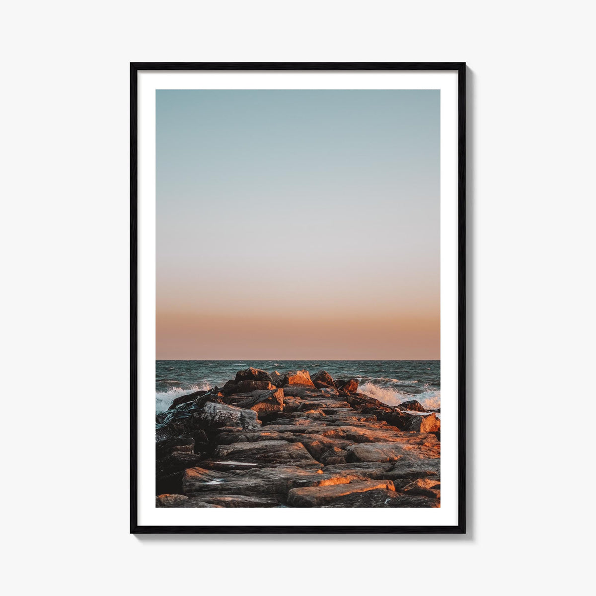 Rockaway Beach no. 2 colorful photo poster of Queens, New York City – vertical wall art, unframed print shown in interior moc
