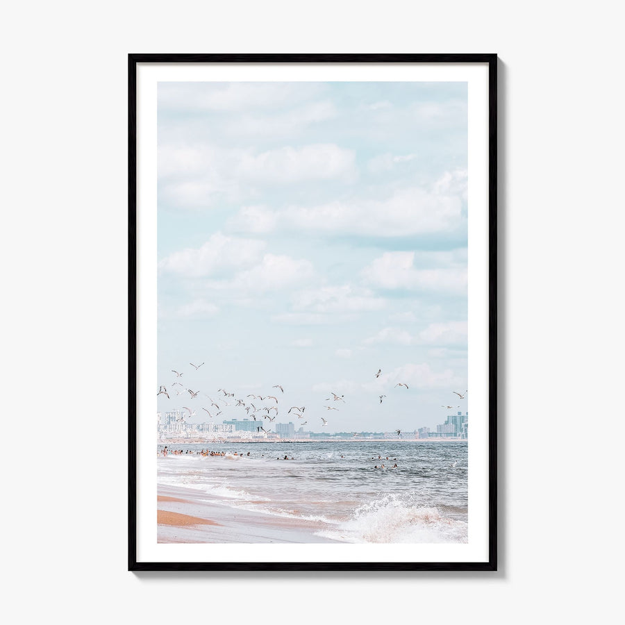 Rockaway Beach Photo No 1 Poster, framed poster mockup, white border
