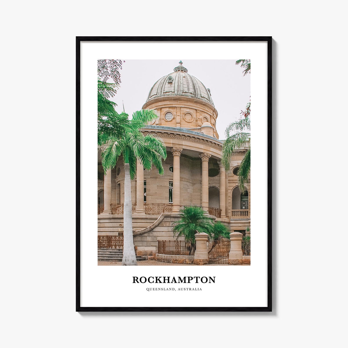 Rockhampton colorful classic poster of Australia – vertical wall art, unframed print shown in interior mockup
