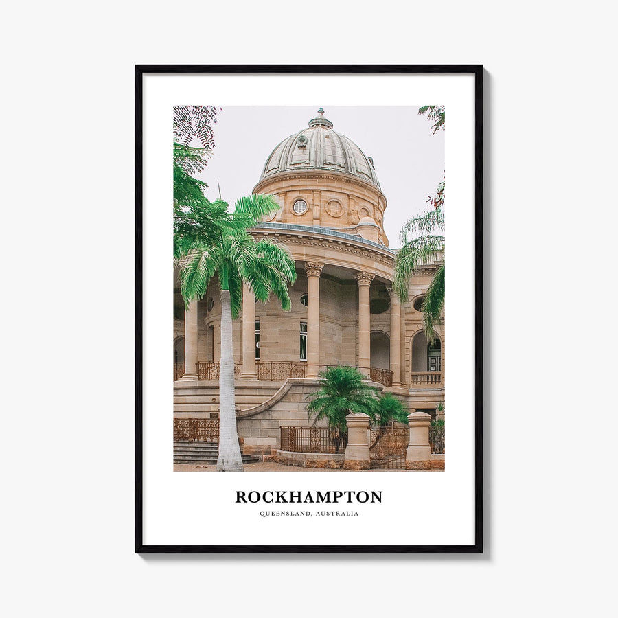 Rockhampton colorful classic poster of Australia – vertical wall art, unframed print shown in interior mockup
