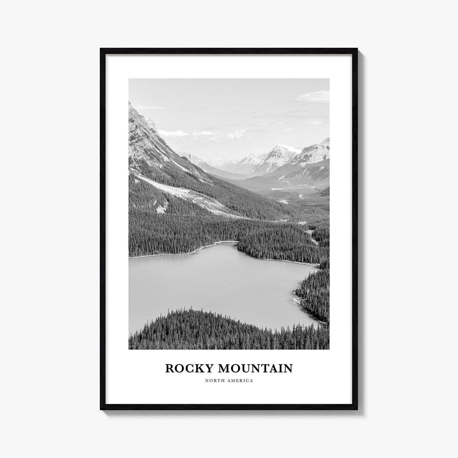 Rocky Mountain National Park no. 2 black & white classic poster of Colorado, USA – vertical wall art, unframed print shown in