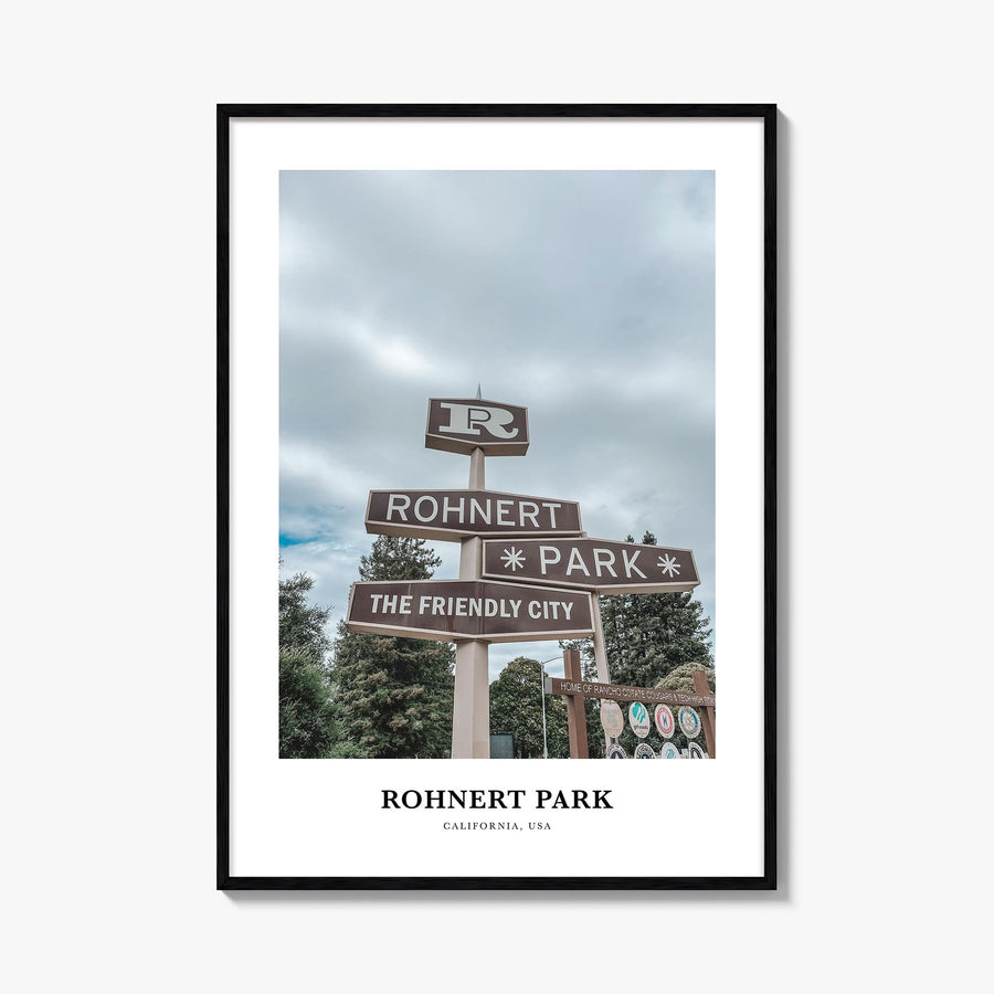Rohnert Park colorful classic poster of California, USA – vertical wall art, unframed print shown in interior mockup
