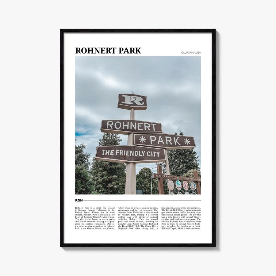 Rohnert Park colorful travel poster of California, USA – vertical wall art, unframed print shown in interior mockup