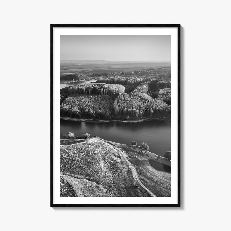 Romania black & white photo poster of Europe – vertical wall art, unframed print shown in interior mockup