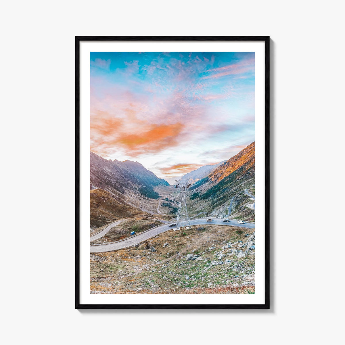 Romania colorful photo poster of Europe – vertical wall art, unframed print shown in interior mockup