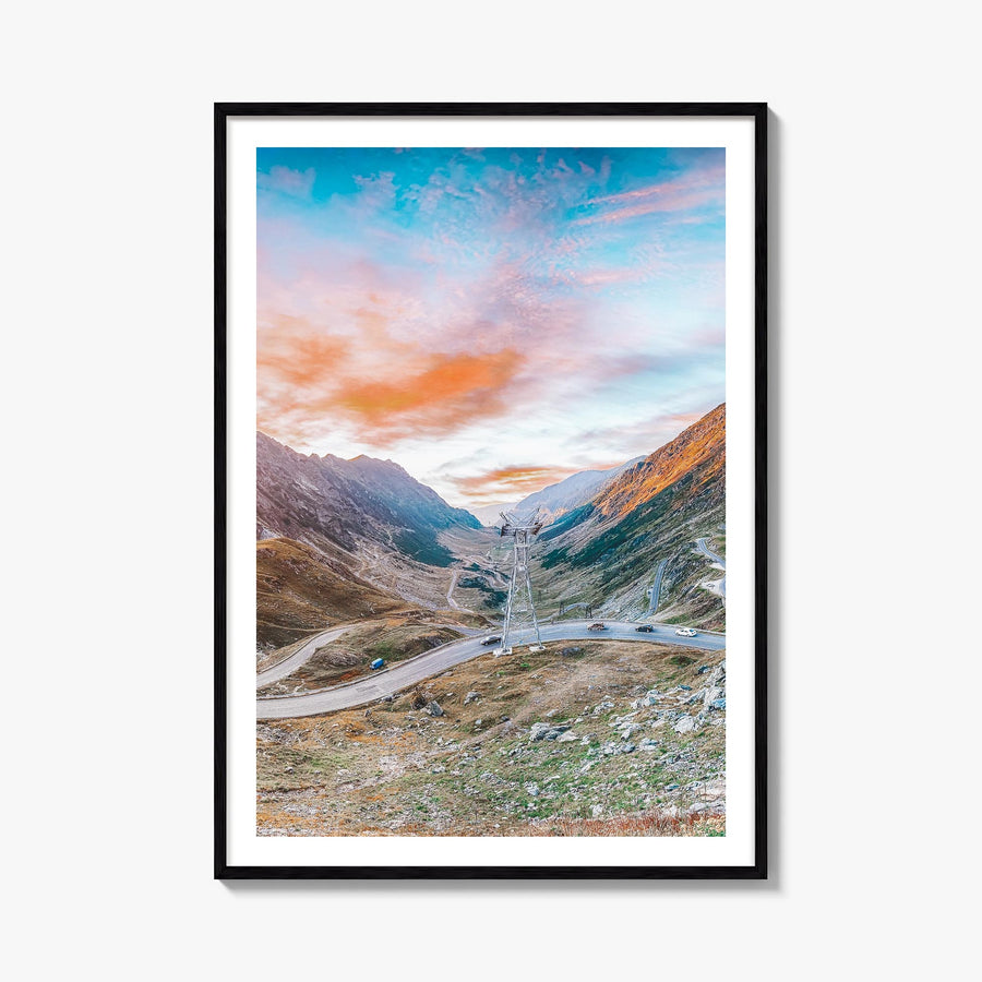 Romania colorful photo poster of Europe – vertical wall art, unframed print shown in interior mockup