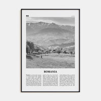 Romania Poster Black Metal / 8x12 in Nbourhood Travel B&W Poster