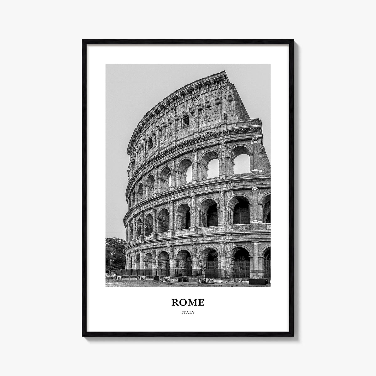 Rome no. 2 black & white classic poster of Italy – vertical wall art, unframed print shown in interior mockup