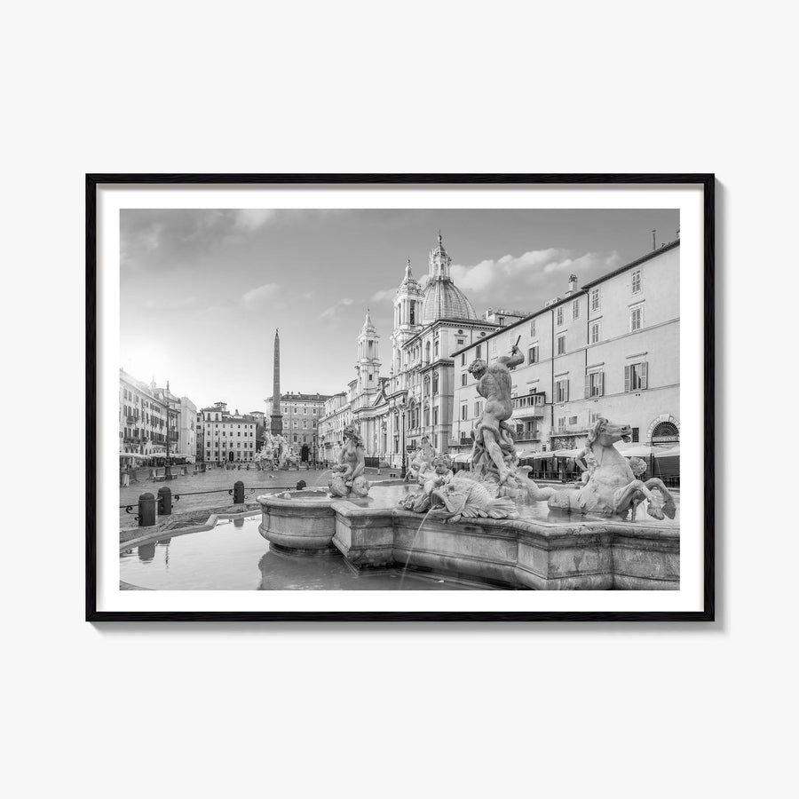 Rome no. 2 black & white photo poster of Italy – horizontal wall art, unframed print shown in interior mockup