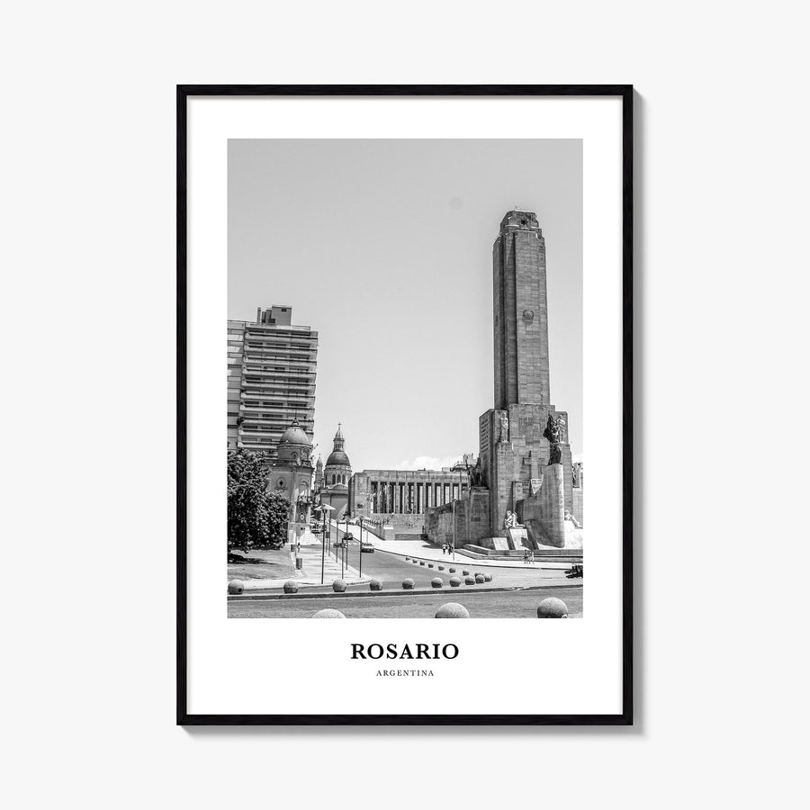 Rosario no. 1 black & white classic poster of Argentina – vertical wall art, unframed print shown in interior mockup
