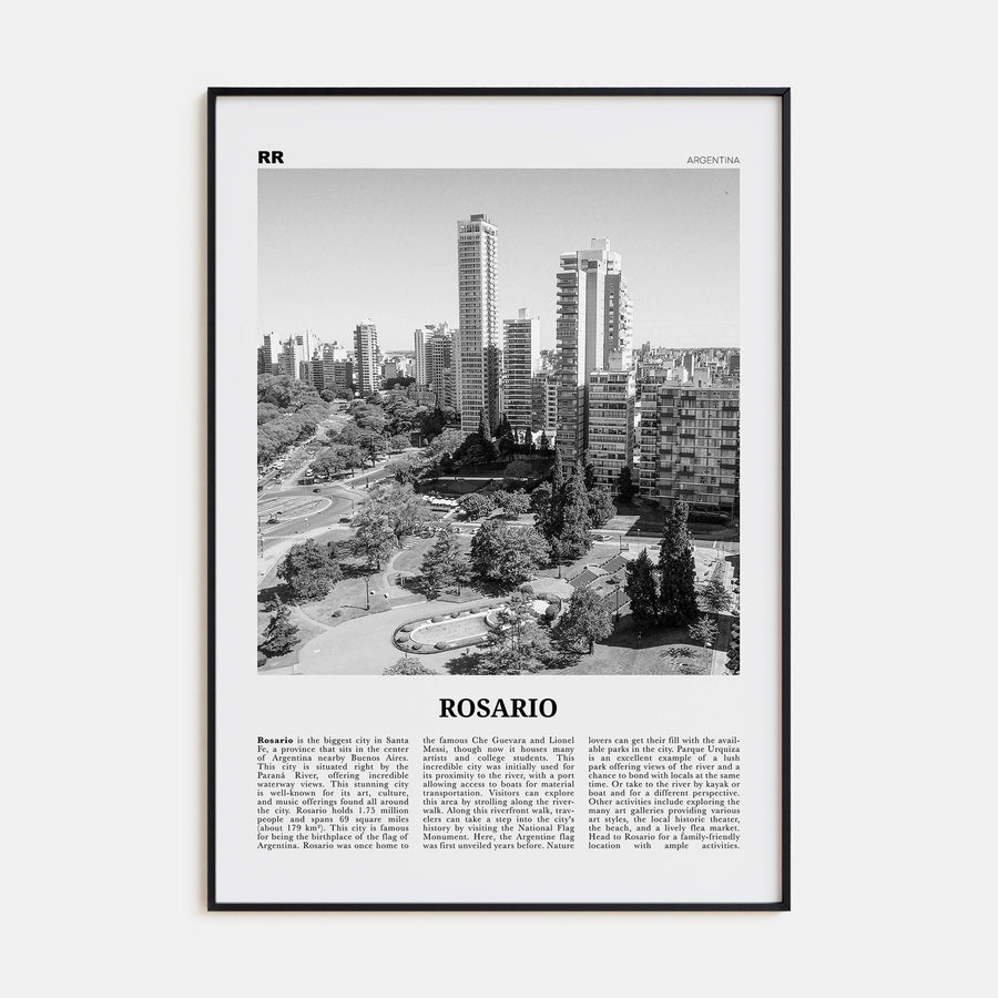 Rosario No 1 Poster Black Metal / 8x12 in Nbourhood Travel B&W Poster