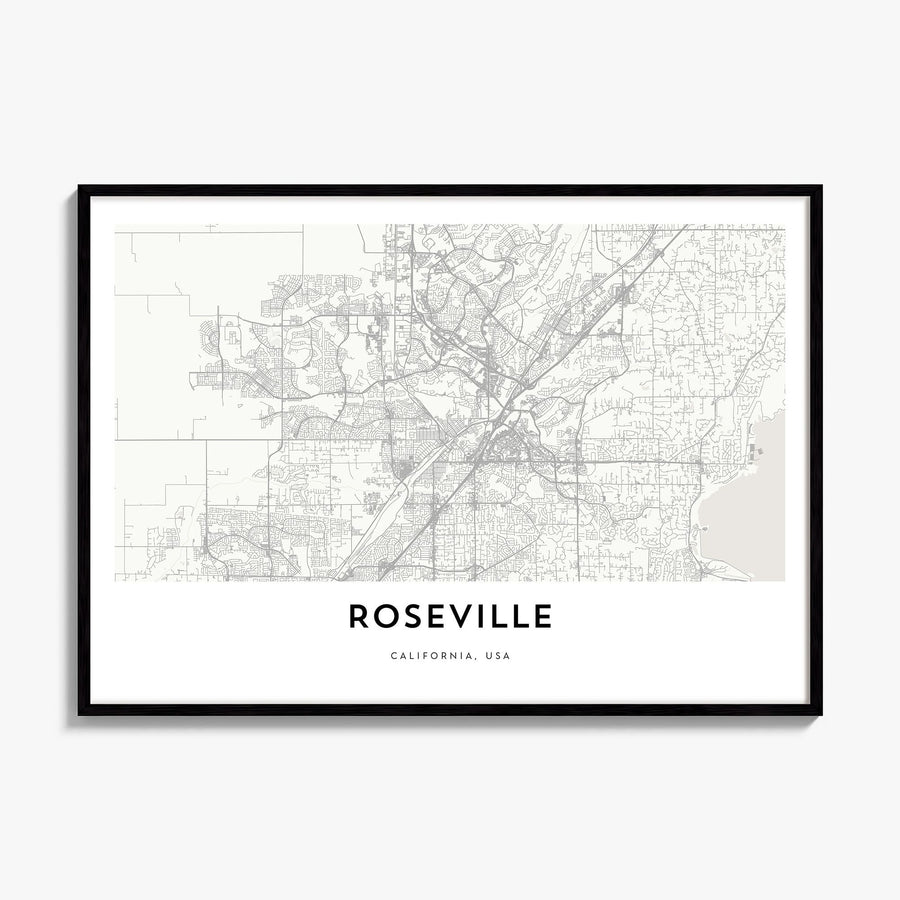 Roseville Map Poster, framed poster mockup