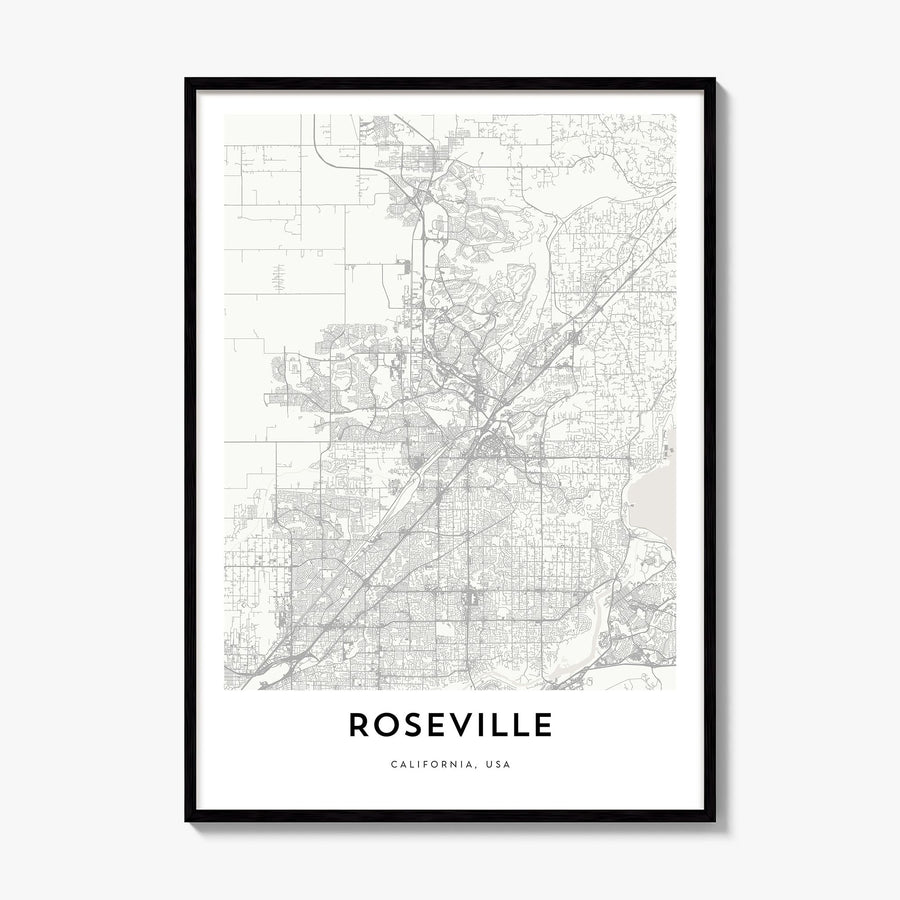 Roseville Map Poster, framed poster mockup